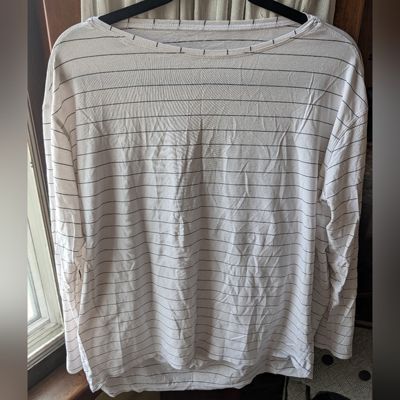 lululemon athletica Tops - lululemon athletica White Long Sleeve Tee with Thin Black Stripes